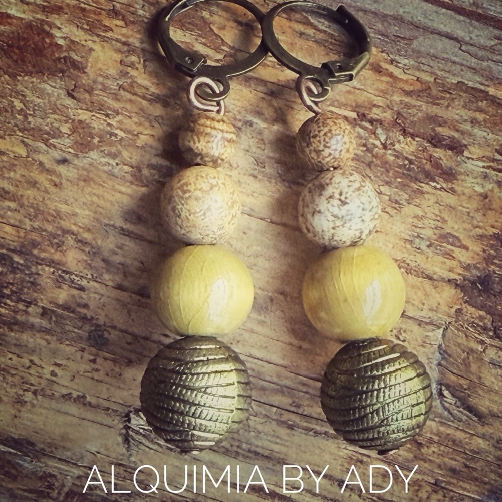 LONG BRONZE AND TAN JASPER + Chunky earrings